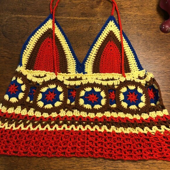 Crocheted Women's Tank Top OOAK Handmade Boho - Picture 5 of 5